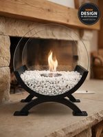 VELORA Luna Tischkamin mit Bioethanol – brennende Flamme hinter Glas