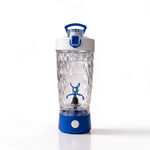 VELORA Volt elektrischer Protein-Shaker in Blau mit weißem Deckel